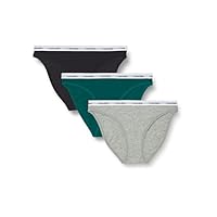 Calvin Klein Damen 3er Pack Slips Bikini Form Baumwolle mit Stretch, Mehrfarbig (Black/Grey Heather/Turf), L