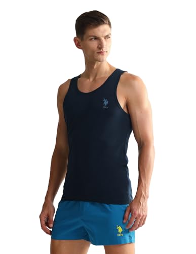 Image of U.S. Polo ASSN. Mens OEV05 Solid Cotton Vest - Pack of 2