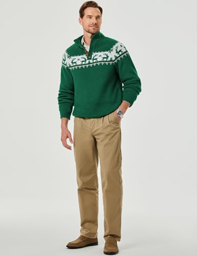 Image of JMIERR Men's Cable Knit Pullover Sweater Casual Long Sleeve Stand Collar Button Knitted Sweaters