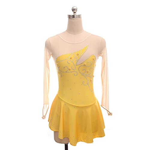 Vestidos De Patinação Artística, Malha De Strass Gaze Manga Comprida Ginástica Traje De Dança Traje