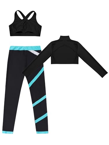 Kids Teen Girls Sport Dance Outfit Crop Tank Tops T-Shirts with Leggings Set Workout Running Activewear4