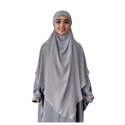 Starsouce Women's Khimar Hijab Muslim Islamic Long Hijab Solid Breathable Arabian Dubai Kaftan Prayer Headcover Headscarf