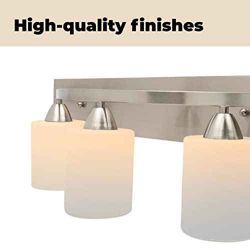 Dorence | Bathroom Vanity Light Bar | Interior Bathroom Lighting Fixtures With Modern Glass Shade | Bathroom Lights Over Mirror | (Brushed Nickel, 3 Lights, E26 100W Led, Bulbs Not Included) #TOP3