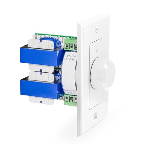 RECOIL VC-R100 100W Impedance Matching Wall Mount Volume Control Knob Flush in-Wall Plate Rotary Knob for Hi-Fi Home Audio for Dedicated Audio Zone Volume Adjustment White Ivory Plates Included