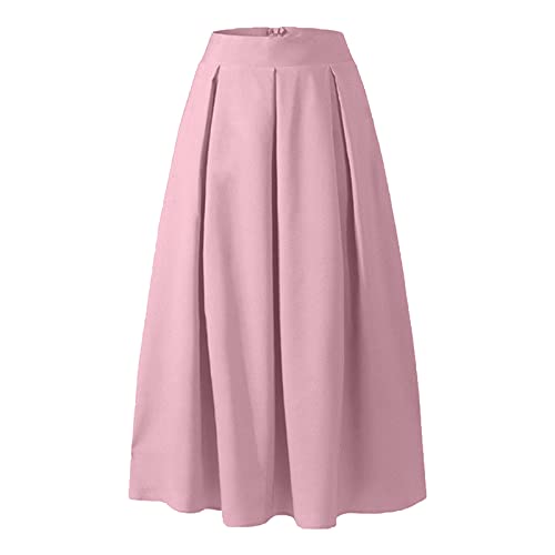 Women's High Waist Pleated A-Line Swing Skirt with Pockets Business Dressy Flowy Business Work Vintage Loose Midi Skirt3