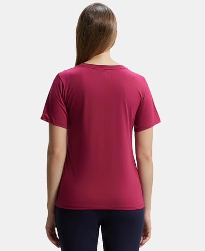 Image of Jockey AW89 Women's Super Combed Cotton Rich Fabric Relaxed Fit V-Neck Half Sleeve T-Shirt