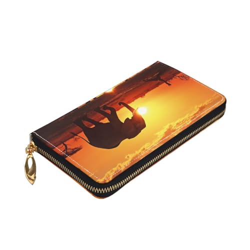 Elephant Pictures Women Wallets Leather Zip Around Clutch Purses Waterproof Credit Card Holder With Phone Holder Ladies Travel Coin Purse3