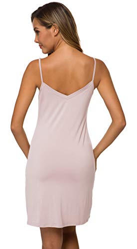Image of AUHEGN Women's Basic Adjustable Spaghetti Strap Cami Slip Mini Dress