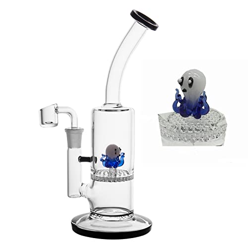 Mosi Mimi Animal Glass Bong Dab Rig Tubos de Agua Bongs Gruesos Honeycomb Perc Pipe Bowl Cuarzo Banger Cera Plataformas petroleras Bongs embriagadores (Blue)