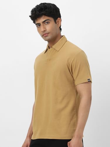 Image of Urbano Fashion Men's Textured Regular Fit Half Sleeve Cotton Polo T-Shirt