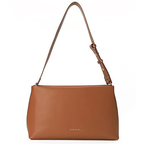 KEVANCHO Schultertasche für Frauen, Leder Geldbörsen und Handtaschen, Damen Mode Tote Clutch Tasche mit Reißverschluss, 57 Braun, Large Cover