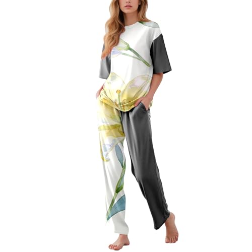 Conjunto lino mujer para evitar el calor con pantalón ancho elástico 4