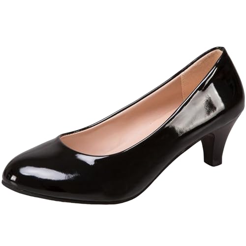 Image of WUIWUIYU Womens Office Kitten Heels Pumps Slip On Evening Dress Work Cute Sexy Pump Shoes