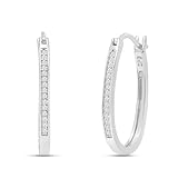 Jaclyn Smith 1/4 Carat Oval Shape Sparkling Created Diamond Hoop Earrings, 1 Inch