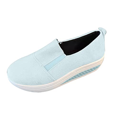 Woaikeyu Compensé - Zapatillas de deporte para mujer, color liso, azul, 39 EU