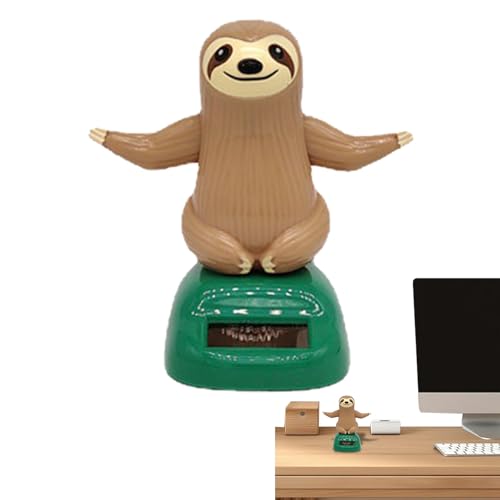 Paresseux à énergie solaire – Jouet à tête mobile avec tableau de bord oscillant, jolie figurine de décoration solaire | Ornement de balançoire paresseux amusant pour tableau de bord de voiture, table