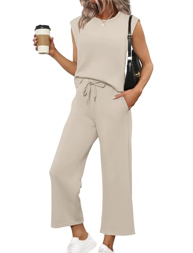 Sampeel Two Piece Sets for Women Summer Outfits Lounge Matching Sets Women Clothing Travel Vacation Cruise Outfits Wide Leg 2025 Black M - view 2