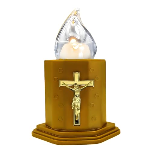 WARM RAY Bougies LED cimetières et églises, bougies à piles avec effets de flamme oscillante, résistantes à la pluie, durée de vie de 210 jours (OR)