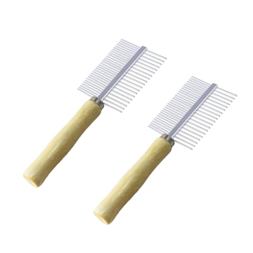 Balacoo Dog Hair Comb 2pcs Pet Comb Double- Sided Pet Brush Hair Comb Cat Brush for Shedding Stainless Steel Grooming Comb Beauty Comb Pet Hair Comb Dog Comb Stainless Steel Needle Wooden