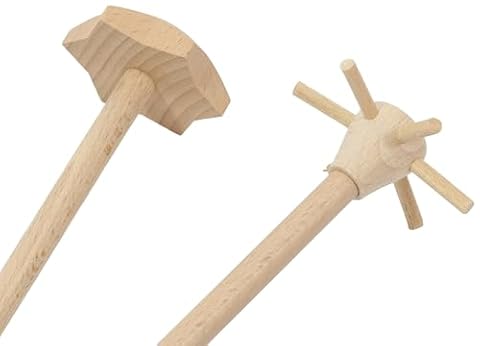 PEEWIT Zestaw Komplet Mątewka Drewniana Mieszadełko Trzepaczka Kuchenna 2 Sztuki