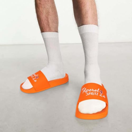 Aperol Badelatschen, Schlappen für Herren & Damen, Lustige Hausschuhe, Aperol Spritz Motiv Badelatschen, Badeschuhe für Aperol Spritz Liebhaberinnen und Aperol Fans, Urlaubsschlappen, JGA Geschenk