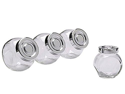 PACK OF 4 GLASS JAR SET DESIGN KITCHEN STORAGE HERBS SPICES SWEETS