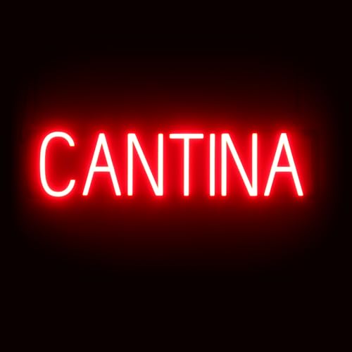Image of SpellBrite LED Neon CANTINA Sign for Business - Red, 26 inch x 6 inch | Ultra-Bright Click-Together Signage for Bars & Restaurants, with Visibility from 500 ft - 8 Animations, 6 Brightness Levels