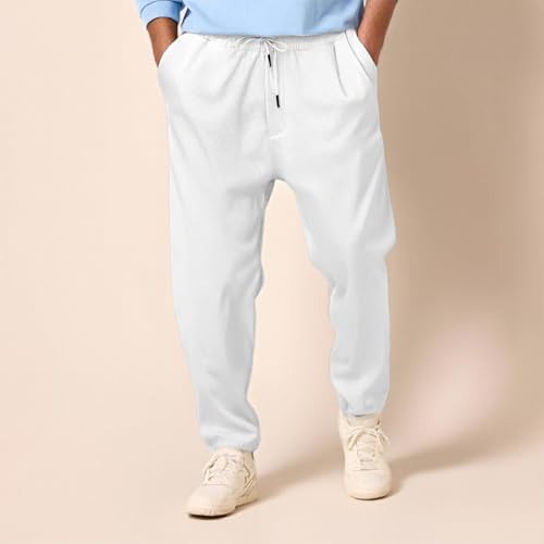 Mens Casual Pants Elastic Waist Drawstring Solid Color Straight Leg Lightweight Soft Touch Basic Lounge Pants3