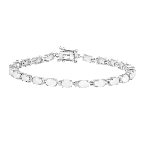 Genuine Opal Tennis Bracelet Sterling Silver 6.82 Carats October Birthstone Bracelet Tennis Jewelry For Women- Opal Gifts For Women