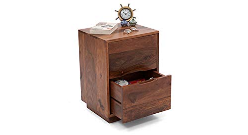 Image of Urban Ladder Zephyr Solid Wood Bed Side Table (Teak Finish)