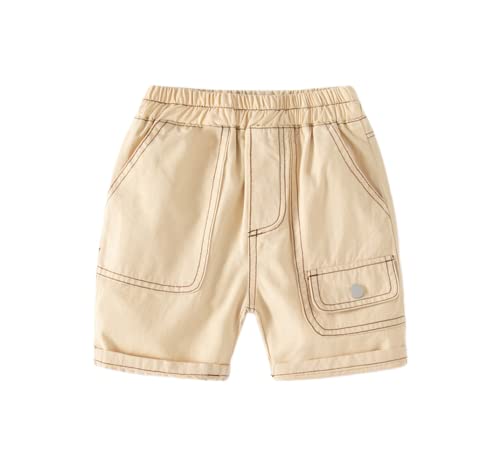 Toddler Baby Boys Casual Cute Cotton Elastic Waist Solid Cropped Pants Sport Jogger Shorts Summer Outfit with Pockets
