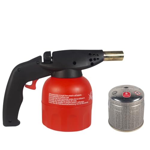 Paluplus Lampada per Saldatura Multiuso a Gas con Cartuccia da 190 Gr, Accensione Automatica Piezo, Saldatore per brasatura di rame e stagno, Kit Pronto All'Uso, Potenza 1,76Kw -TYPH