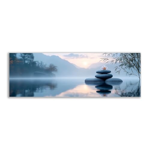 Impression de paysage de montagne brumeuse sur toile de spa zen moderne 20x60cm