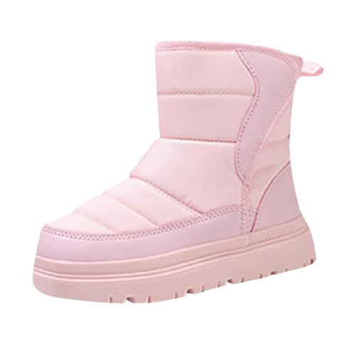 Botas de nieve para niñas y niños, cálidas, suaves, con forro polar, antideslizantes, para interiores y exteriores, Pink, 33 EU