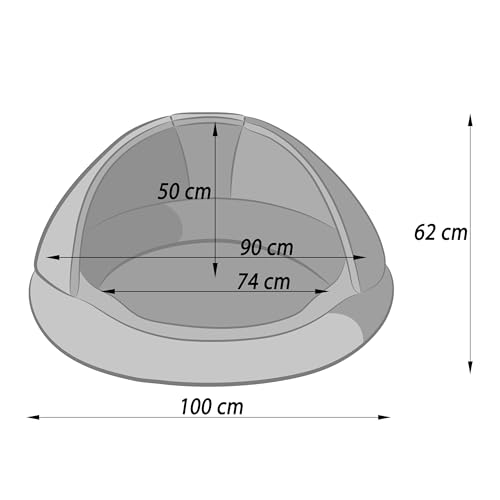PillowPrim 2 in 1 Hundebett und Hundehaus, Stoffhaus, Katzenhöhle, Hundehütte, Hundekorb, Hundeliege, Schlafplätze, Möbel für Tiere, Graphit, XL: 100x100x62 cm