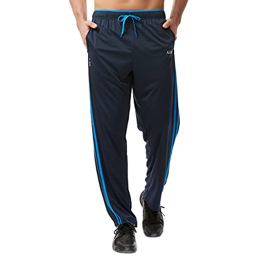 SACUIMAN Workout Pants for Men with Pockets Open Bottom Mens Sports Sweatpants Athletic,Running,Training,Jogging,Gym Vibrant Blue