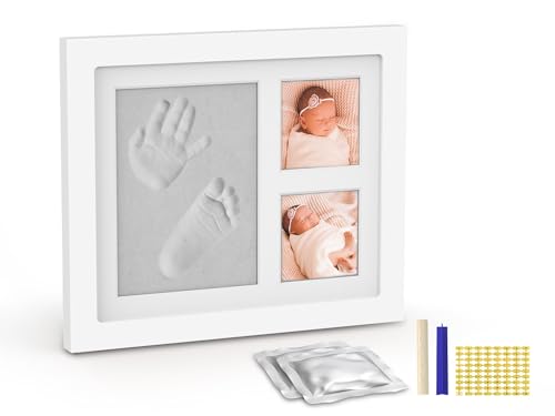 Image of Coastin'’ - Baby Handprint and Footprint Clay Kit with Wooden Rolling Pin & Frame | Ideal Newborn Gift for New Moms | Includes Personalized Name Letters