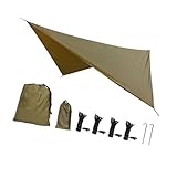 MYCENSE Camping Tarp Hammock Canopy Lightweight Sun Protection Large Tent Tarp Rain Awning for Backyard Outdoor Beach Travel Fishing, Khaki