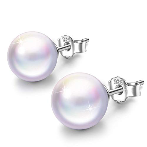 Unendlich U Pendientes Mujer de Perla Blanco Plata 925 Idea Regalo para Madre y Novia