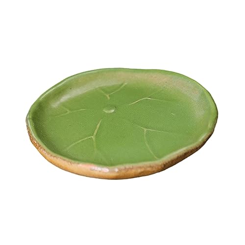 Qianly Lotus Leaf Tea Pet Ornament Tray Serving Tray Handcrafted Tea Figurine Plate for Bedroom Ceremony Accessories Desktop Cabinet Bookshelf