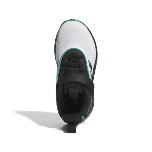 adidas Own The Game 3.0 Mid Top Elastic Lace & Strap Basketball Sneaker, White/Black/Pure Teal, 6 US Unisex Big Kid4