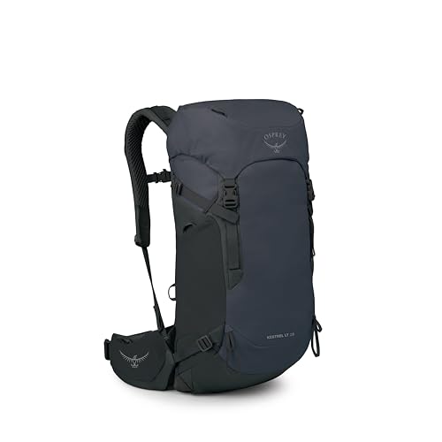 Image of Osprey Kestrel LT 28L Men's Backpacking Backpack - Lightweight Hiking & Travel Bag with Waterproof Raincover, Black