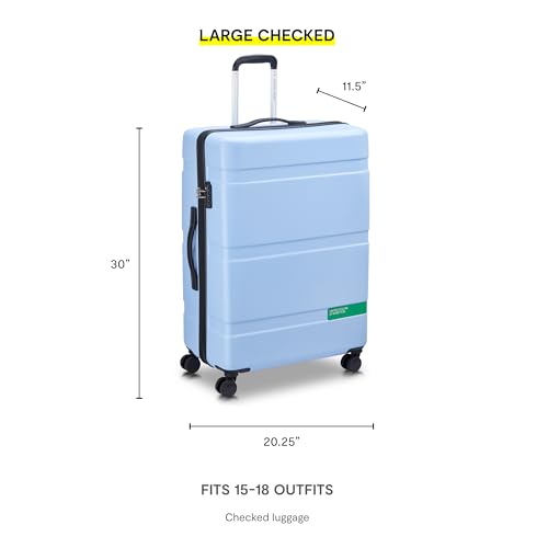 United Colors of Benetton Now Hardside Luggage with Spinner Wheels, Light Blue, 2 Piece Set 19/27 Inch4