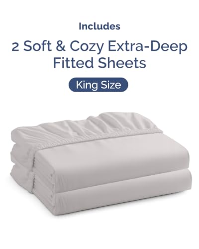 Image of CGK Linens 2 Pack Extra Deep King Fitted Sheets - French Grey