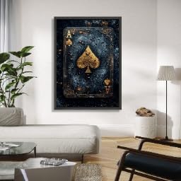 Impression As de Pique sur toile de qualité supérieure or et noir déco