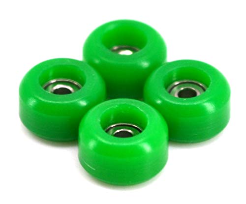 Teak Tuning CNC Polyurethane Fingerboard Bearing Wheels, Green - Set of 4 Wheels - Durable Material with a Hard Durometer