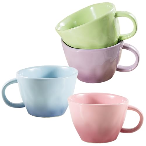 Nyamim Coffee Mugs Set of 4, 14oz Coffee Cups Ceramic with Comfortable Handle & Glossy Finish, Dishwasher & Microwave Safe, Ceramic Stoneware Drinkware Set for Home, Office, Gift, Multi-color
