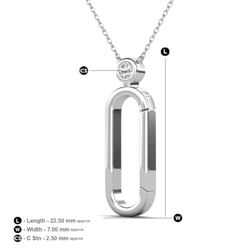 Moissanite Accent Paperclip Charm Holder Pendant Necklace in 10K Gold4