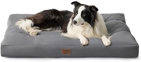 Bedsure Cama Perro Impermeable Grande - 91x68x10 cm Colchón Perro Lavable, Cojín Perro Antipelo y Suave, Gris Oscuro, L