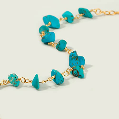 Mevecco Gold Irregular Turquoise Bracelets,18K Gold Plated Boho Beach Bracelets Handmade Cute Dainty Bracelet For Women #TOP5